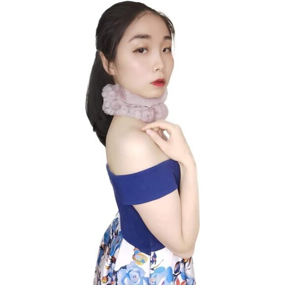 ?Yuhe2018cw Fur Headband Women Pink Rabbit Winter Neck Warmer Real ScarfMuffler